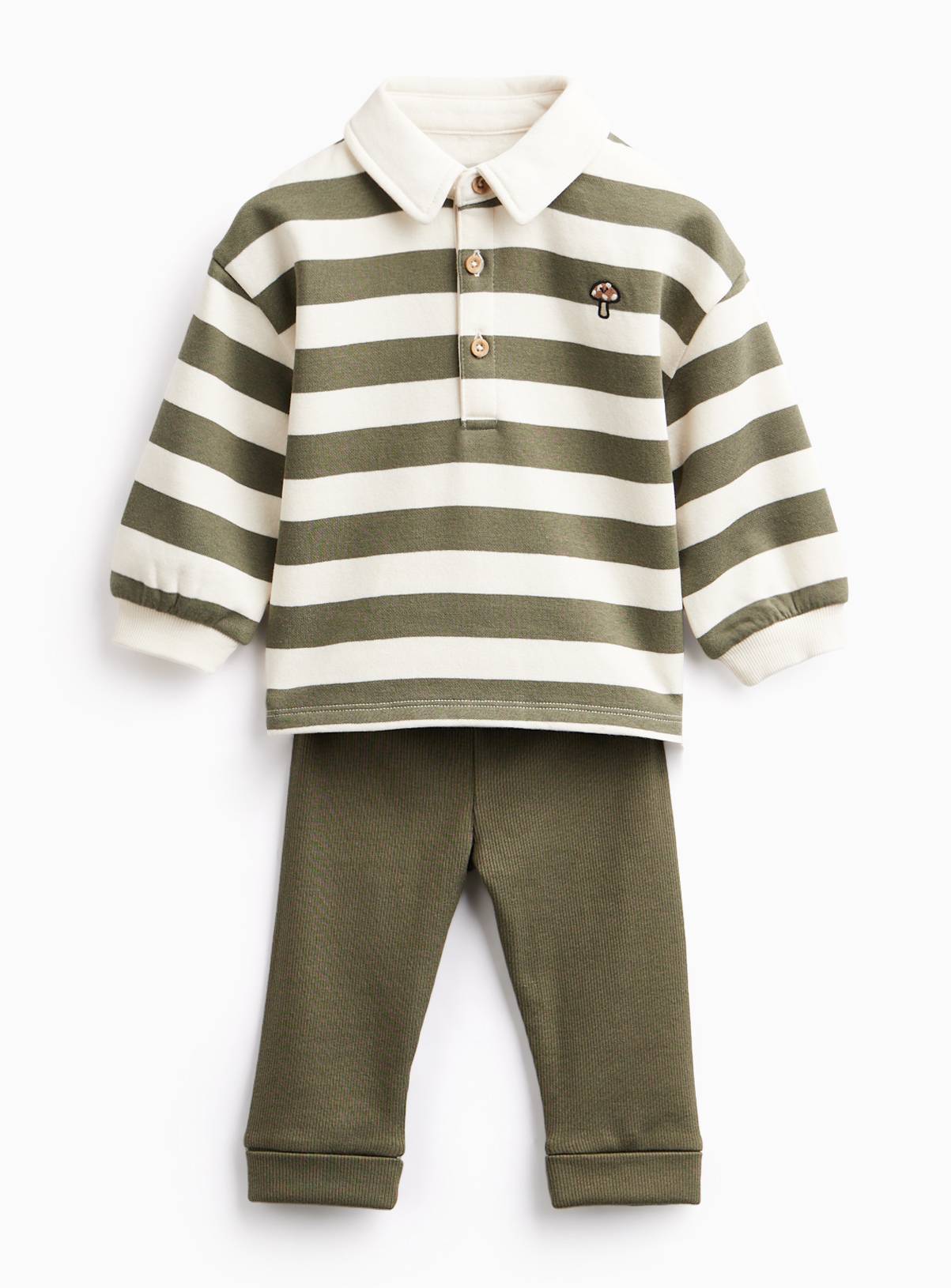 Khaki Heritage Rugby Stripe Set 12-18 months - Image 1